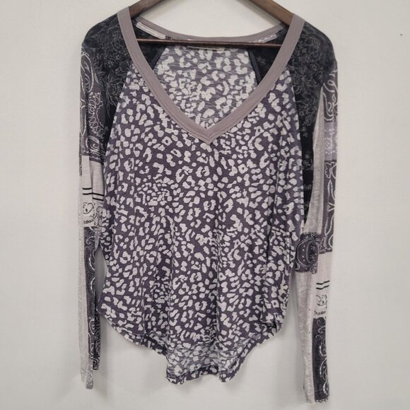 We The Free Tops - We The Free Womens Friday Night Long Sleeve Bohemian Top Size L Gray Artsy Indie